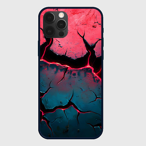 Чехол iPhone 12 Pro Объемные разломы текстура / 3D-Черный – фото 1