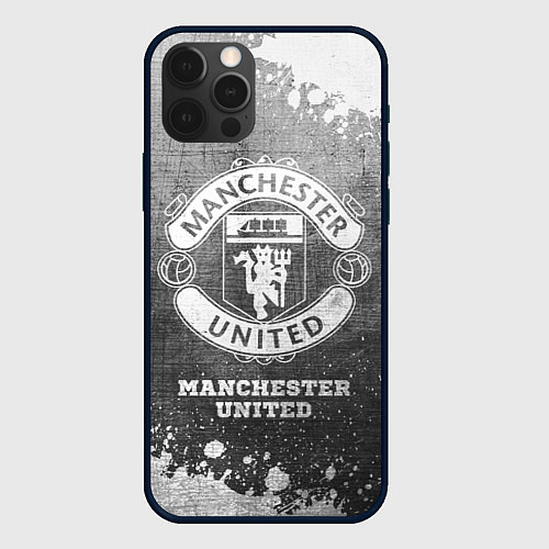 Чехол iPhone 12 Pro Manchester United - grey gradient / 3D-Черный – фото 1