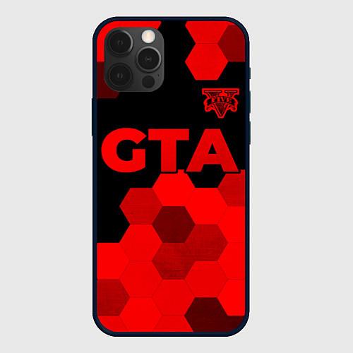 Чехол iPhone 12 Pro GTA - red gradient посередине / 3D-Черный – фото 1