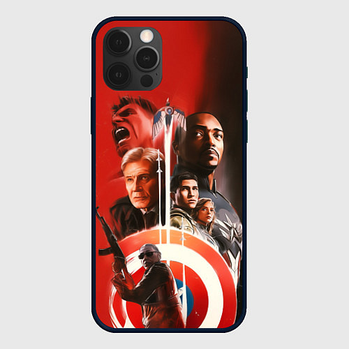 Чехол iPhone 12 Pro Капитан Америка Новый мир / 3D-Черный – фото 1