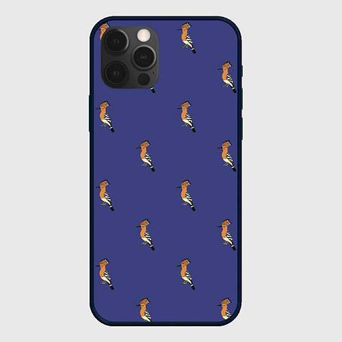 Чехол iPhone 12 Pro Клевая птица удод на фиолетовом фоне / 3D-Черный – фото 1