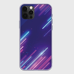 Чехол iPhone 12 Pro Абстракция бело синие красные полосы