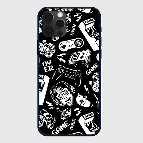 Чехол iPhone 12 Pro Retro gamer pattern / 3D-Черный – фото 1