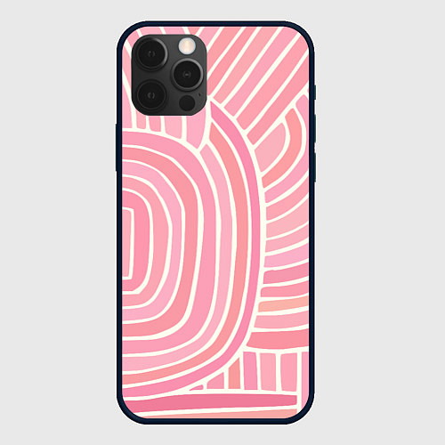 Чехол iPhone 12 Pro Абстрактный узор розовый / 3D-Черный – фото 1