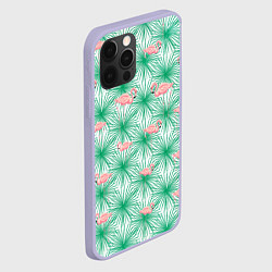 Чехол для iPhone 12 Pro Фламинго и тропики, цвет: 3D-светло-сиреневый — фото 2