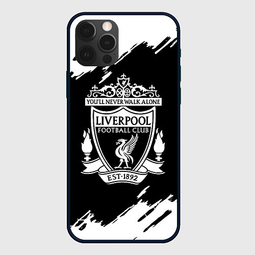 Чехол iPhone 12 Pro Liverpool белые краски штрихи / 3D-Черный – фото 1