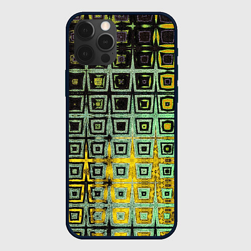 Чехол iPhone 12 Pro Абстрактная зелено-черная текстура / 3D-Черный – фото 1