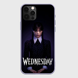 Чехол для iPhone 12 Pro Уэнсдэй в черных слезах Wednesday, цвет: 3D-светло-сиреневый