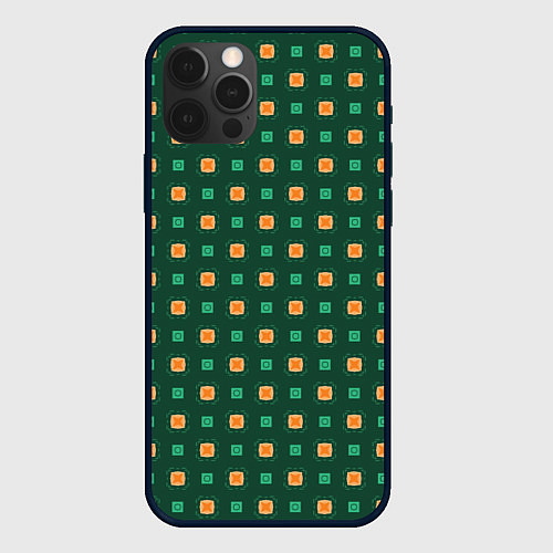 Чехол iPhone 12 Pro Текстура из квадратиков / 3D-Черный – фото 1