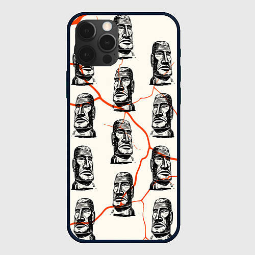 Чехол iPhone 12 Pro Статуи моаи / 3D-Черный – фото 1