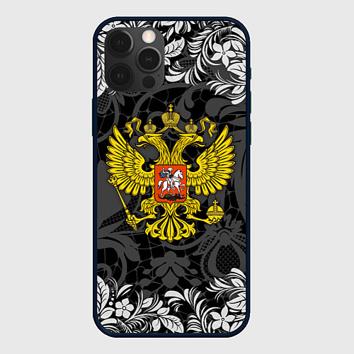 Чехол iPhone 12 Pro Герб РФ / 3D-Черный – фото 1