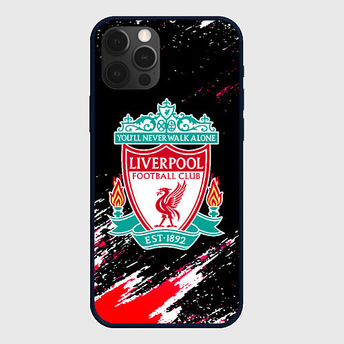Чехол iPhone 12 Pro Liverpool краски штрихи / 3D-Черный – фото 1