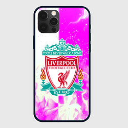 Чехол для iPhone 12 Pro Ливерпуль розово белый огонь, цвет: 3D-черный
