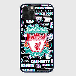 Чехол для iPhone 12 Pro Логотипы игр Ливерпуль глитч, цвет: 3D-черный