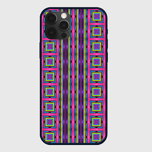 Чехол iPhone 12 Pro Геометрические яркие полосы / 3D-Черный – фото 1