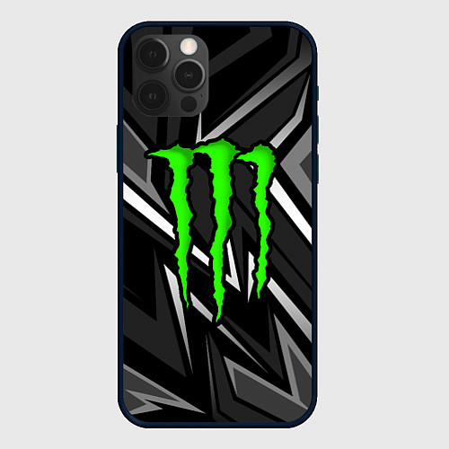 Чехол iPhone 12 Pro Monster energy - монохромный / 3D-Черный – фото 1