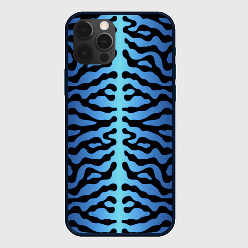Чехол iPhone 12 Pro Скумбрия синяя текстура / 3D-Черный – фото 1