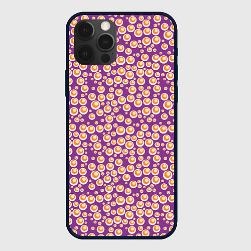 Чехол iPhone 12 Pro Оранжевые пузыри на фиолетовом / 3D-Черный – фото 1