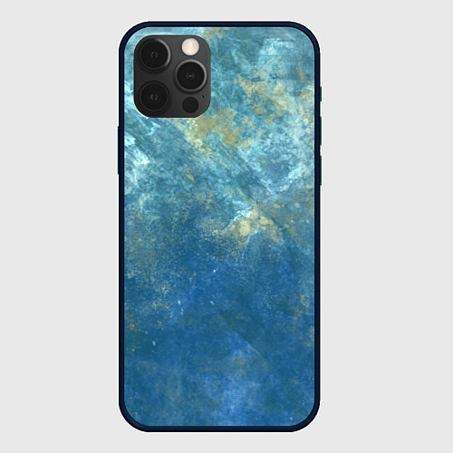 Чехол iPhone 12 Pro Абстракция - gold in blue-turquoise color / 3D-Черный – фото 1