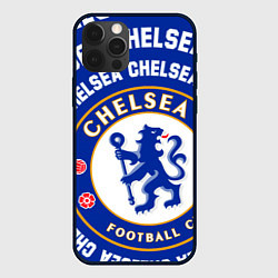 Чехол для iPhone 12 Pro Челси надписи по кругу и логотип, цвет: 3D-черный