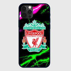 Чехол для iPhone 12 Pro Liverpool неоновые молнии, цвет: 3D-черный