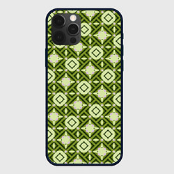 Чехол для iPhone 12 Pro Текстура из ромбов зеленая, цвет: 3D-черный