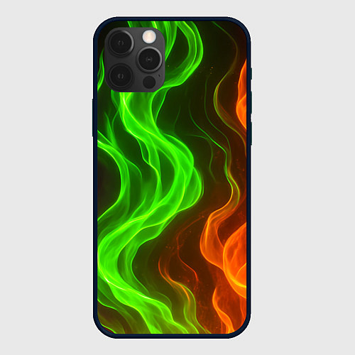 Чехол iPhone 12 Pro Разноцветное пламя огня / 3D-Черный – фото 1