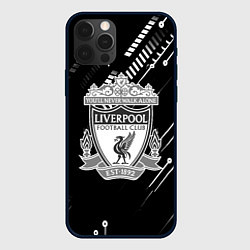 Чехол для iPhone 12 Pro Liverpool геометрия черно белая, цвет: 3D-черный