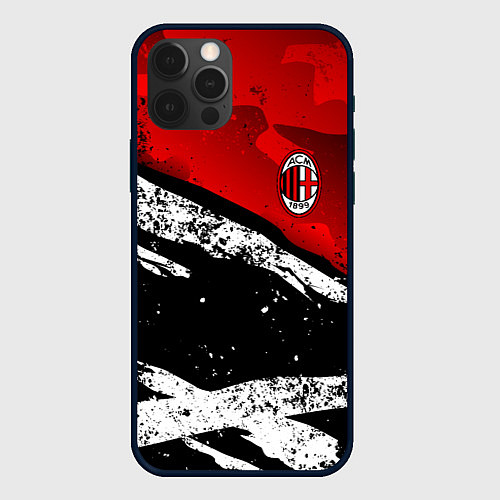 Чехол iPhone 12 Pro ФК Милан - потертости / 3D-Черный – фото 1