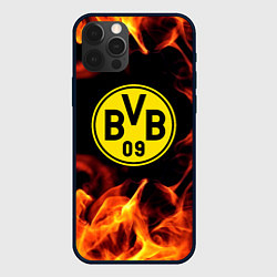 Чехол для iPhone 12 Pro Borussia огонь текстура, цвет: 3D-черный