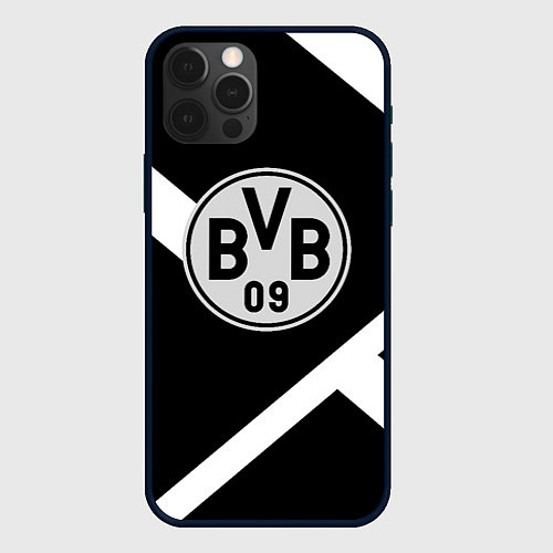 Чехол iPhone 12 Pro Borussia black geometry / 3D-Черный – фото 1