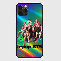 Чехол iPhone 12 Pro BTS радужный блестящий фон