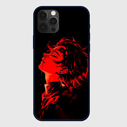 Чехол iPhone 12 Pro Клинок, рассекающий демонов Танджиро и иероглифы