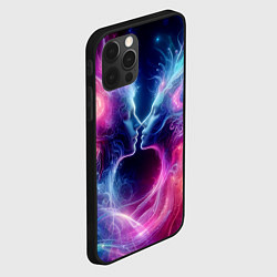 Чехол для iPhone 12 Pro Космический поцелуй - неоновое свечение, цвет: 3D-черный — фото 2