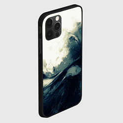 Чехол для iPhone 12 Pro Чёрно-синие абстрактные краски, цвет: 3D-черный — фото 2