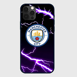 Чехол для iPhone 12 Pro Манчестер молнии шторм неон, цвет: 3D-черный