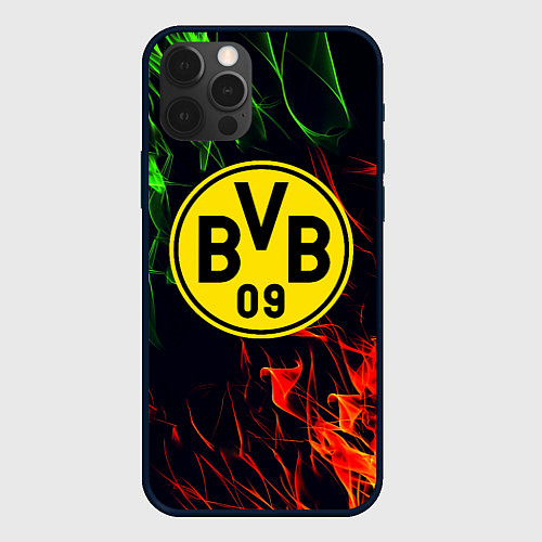 Чехол iPhone 12 Pro Borussia flame toxic / 3D-Черный – фото 1