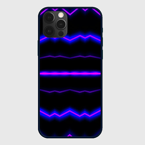 Чехол iPhone 12 Pro Color multicoloured neon stripes / 3D-Черный – фото 1