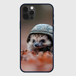 Чехол для iPhone 12 Pro Ежик солдат в каске, цвет: 3D-черный
