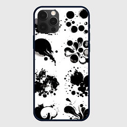 Чехол iPhone 12 Pro Чёрно-белые кляксы - абстракция