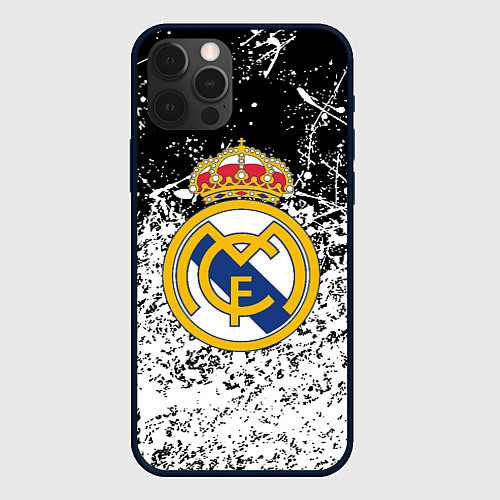 Чехол iPhone 12 Pro Реал Мадрид краски / 3D-Черный – фото 1