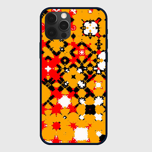 Чехол iPhone 12 Pro Красно-желтая геометрическая абстракция / 3D-Черный – фото 1