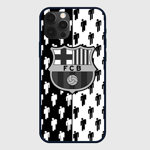 Чехол iPhone 12 Pro Barcelona спортивный паттерн / 3D-Черный – фото 1
