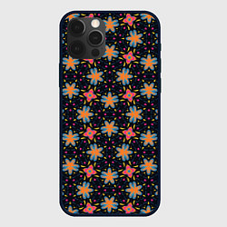 Чехол для iPhone 12 Pro Цветочно-геометрический узор, цвет: 3D-черный
