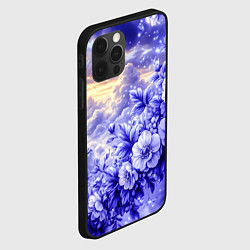 Чехол для iPhone 12 Pro Сине-сиреневый цветы на фоне облаков, цвет: 3D-черный — фото 2