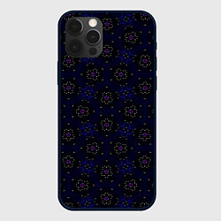 Чехол для iPhone 12 Pro Темно-синий абстрактный узор с мерцанием, цвет: 3D-черный