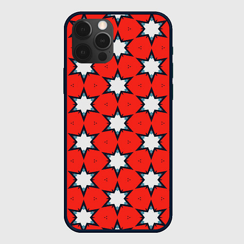 Чехол iPhone 12 Pro Звезды на красном / 3D-Черный – фото 1