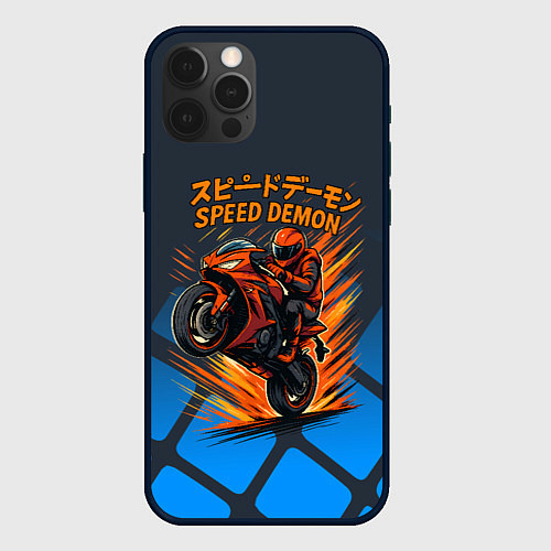 Чехол iPhone 12 Pro Speed demon байкер / 3D-Черный – фото 1