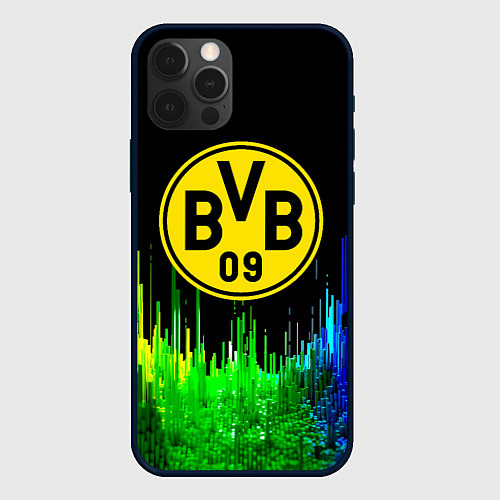 Чехол iPhone 12 Pro Borussia градиент текстура / 3D-Черный – фото 1