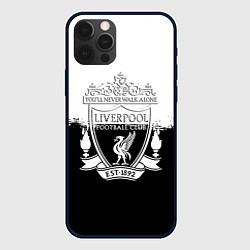 Чехол для iPhone 12 Pro Liverpool краски черно белые, цвет: 3D-черный